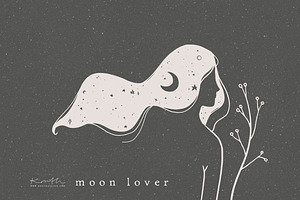 MOON GIRLS / Illustration Png Vector