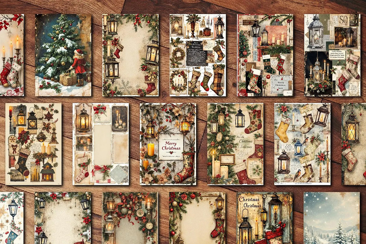 Vintage Christmas Junk Journal Kit, a Seasonal Illustration by Gonez Studio (Photo 2 of 5)