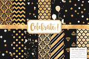 Gold Foil Digital Papers in Black, a Pattern Graphic by Amanda Ilkov (Thumbnail 1 of 4)