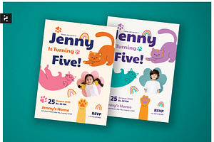 Cute Animal Kids Birthday Invitation, an Invitation Template by Neermana