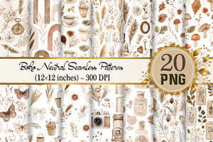 Boho Neutral Seamless Patterns, a Pattern Graphic by Design Market