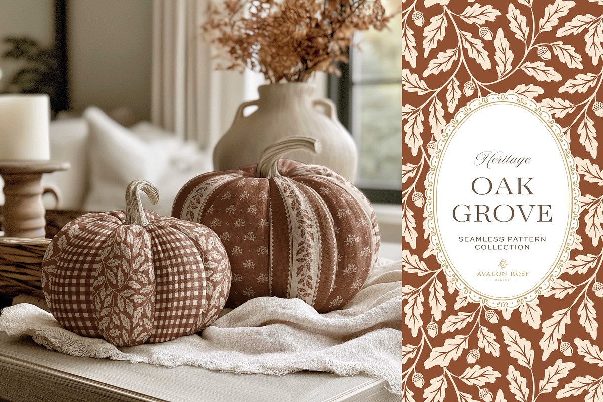 Oak & Acorn Autumn Patterns - Orange, a Pattern Graphic by Eclectic Anthology (Photo 5 of 13)