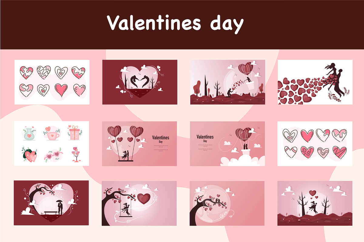 Valentines day background design set, a Decorative Illustration by foxndeer (Photo 1 of 4)
