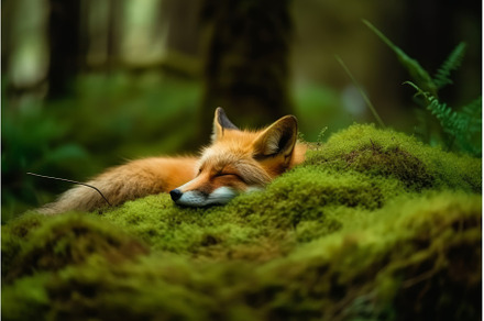 Sleeping wild fox. Generate Ai, an Animal Photo by Ylivdesign