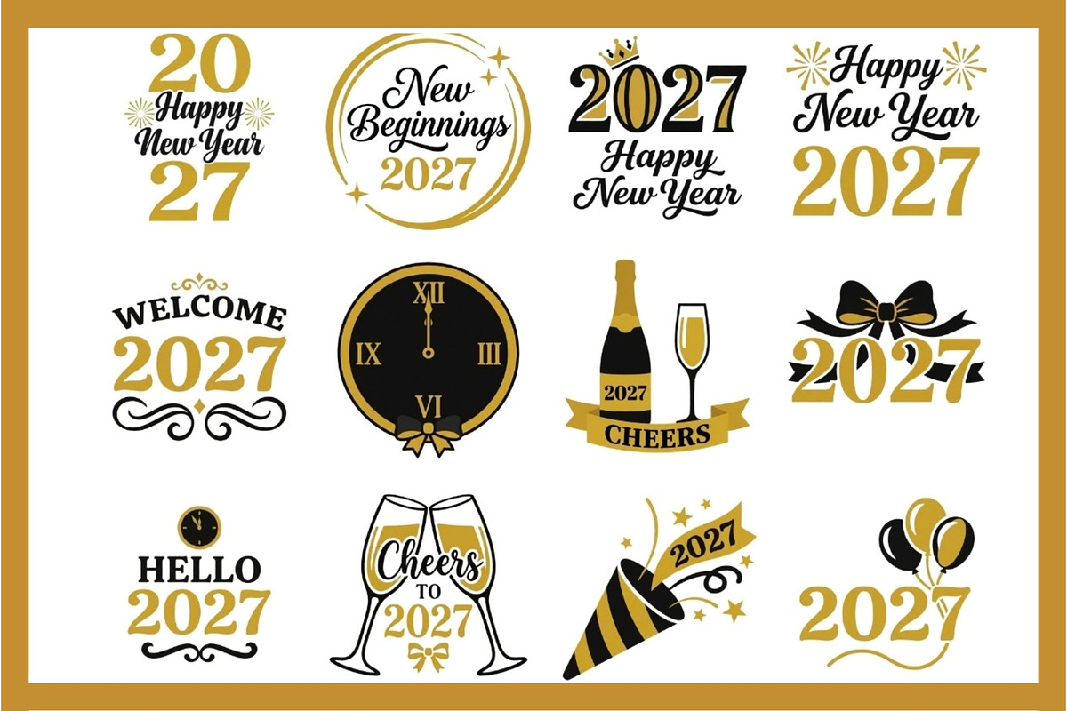 2027 New Year PNG Bundle, an Emoji Icon by Tanya Kart (Photo 1 of 10)
