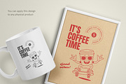 Retro Coffee Mascot T-Shirt Design, a Food Illustration by Vasya Kobelev (Thumbnail 3 of 6)