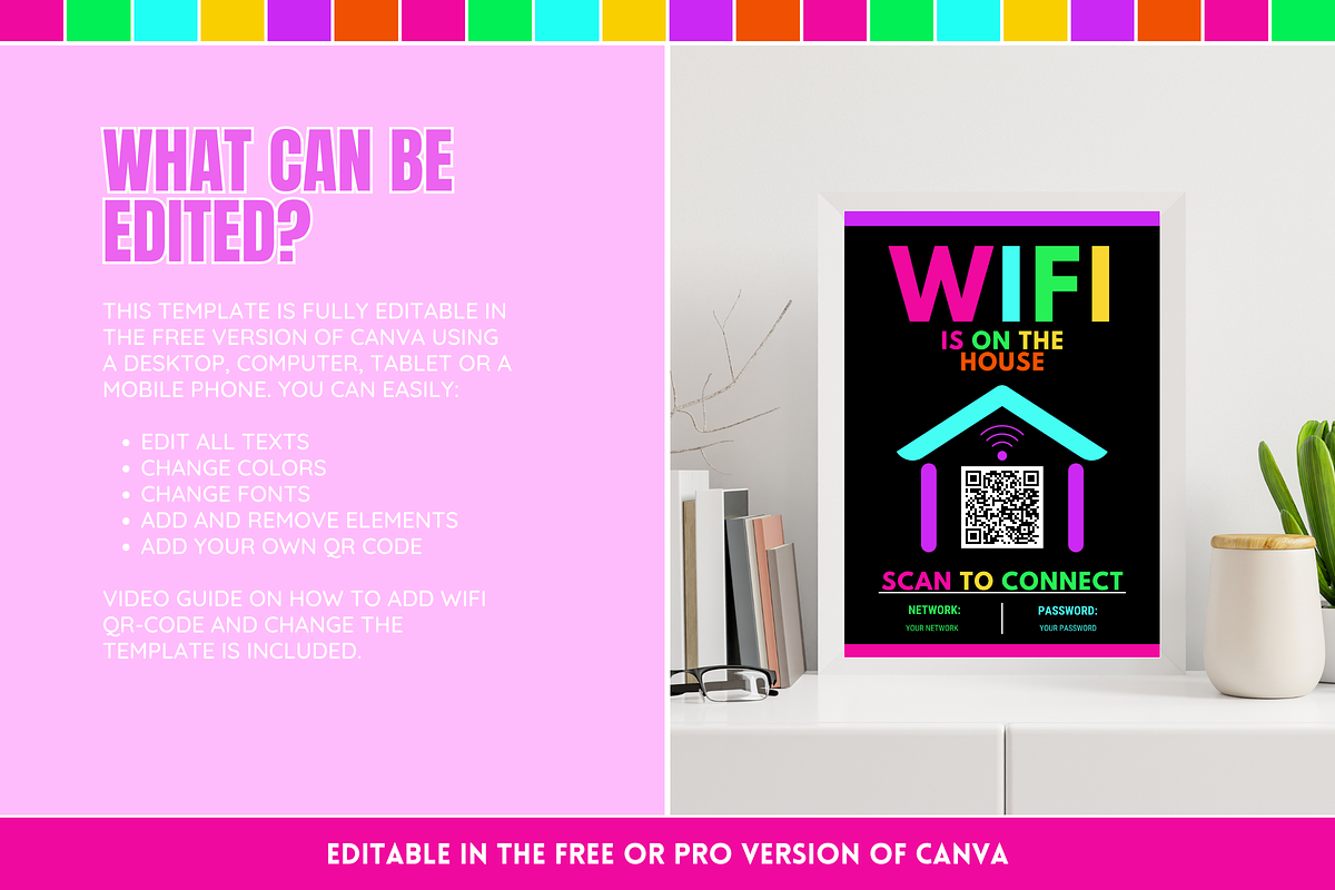 WiFi QR Code Sign - Neon, a Stationery Template by SunshineStudioBoutique (Photo 3 of 10)