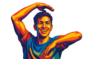Happy Male Dancer Performing, a Person Illustration by AlexArt