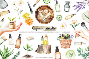 Watercolor organic cosmetic clipart, a Healthcare Illustration by Art and Funny