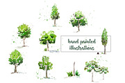Hand Painted Watercolor Trees, an Illustration by Inksnthings (Thumbnail 2 of 4)
