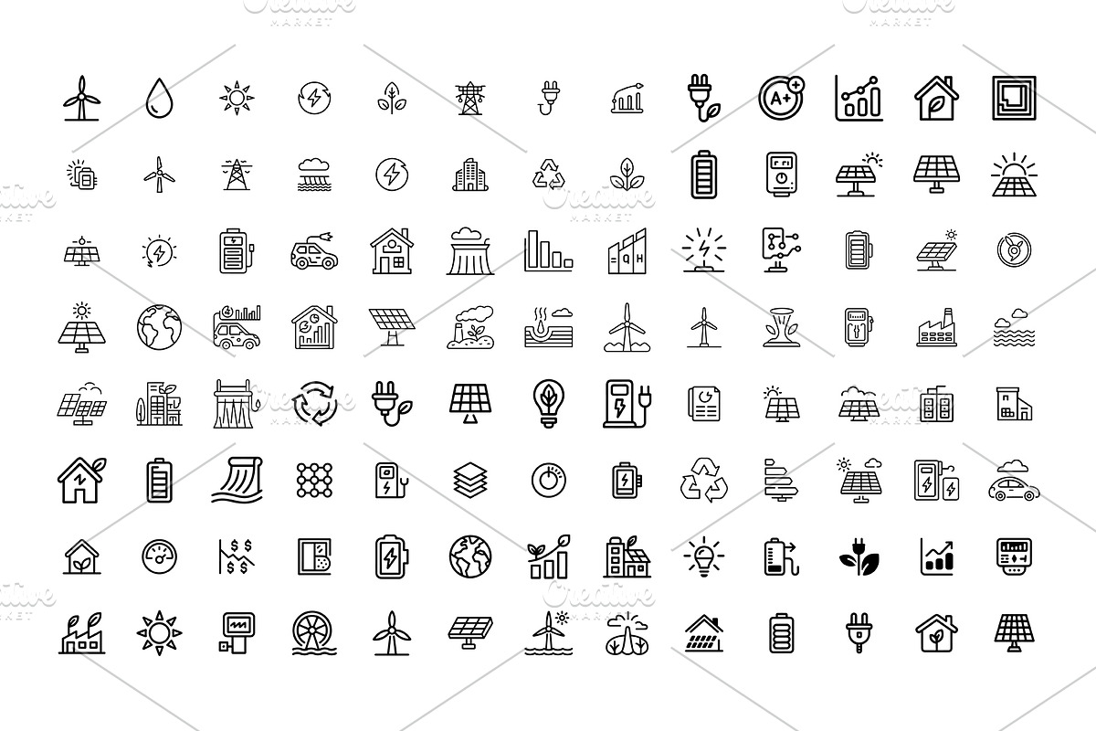 Energy & Sustainability Line Icons, an Outline Icon by gstudiovect21 (Photo 3 of 5)