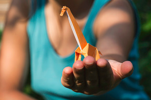 Origami giraffe containing origami, giraffe, and background