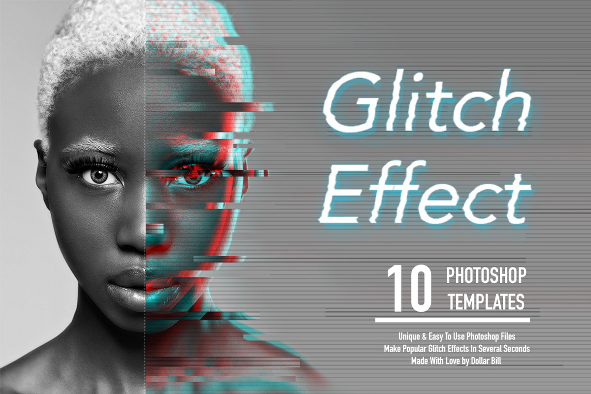Glitch Effect Set for Photoshop., a Layer Style Add-On by ClipArtRoom (Photo 1 of 7)