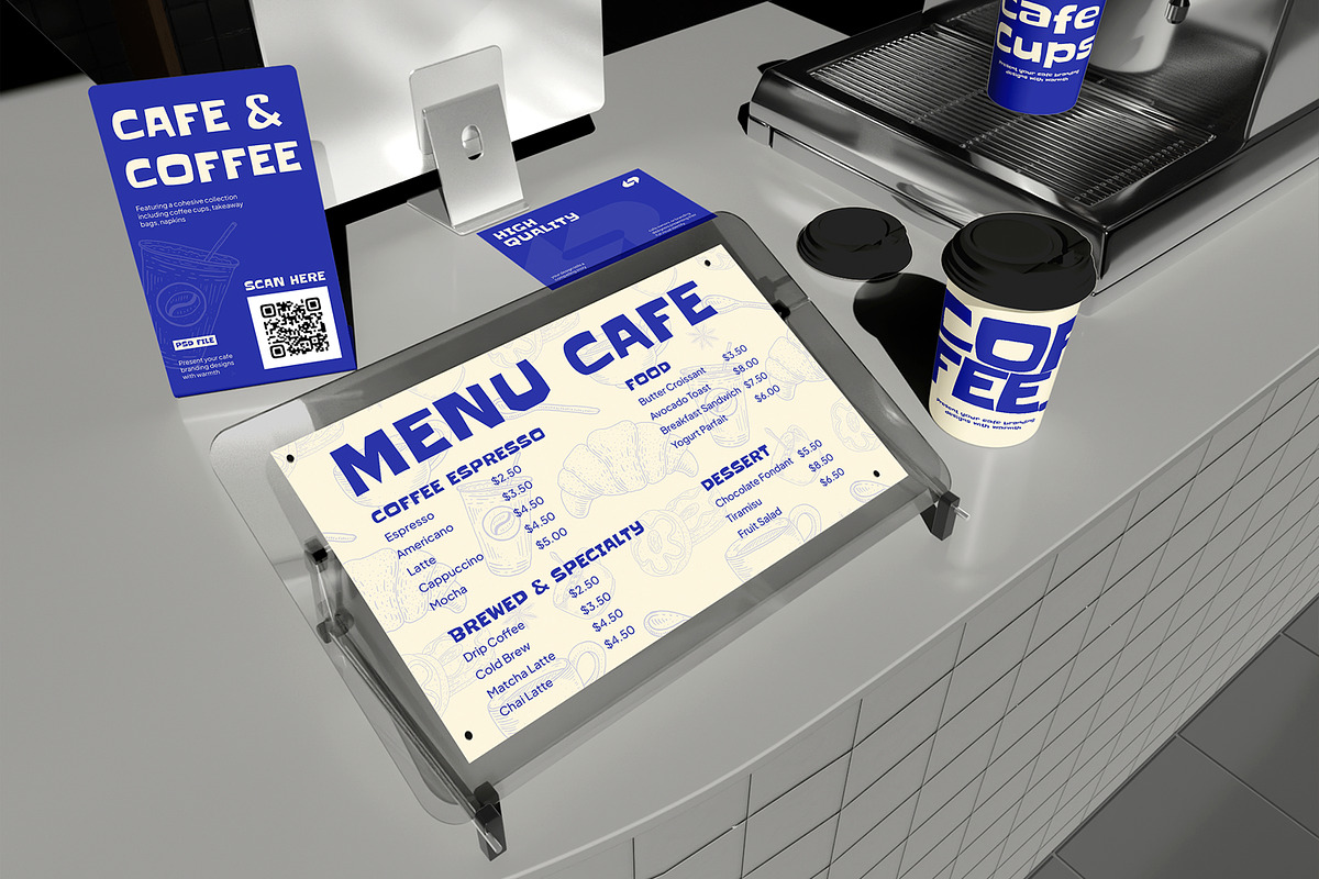 Cafe & Coffeeshop Branding Mockup, an Advertising Mockup by Permadi Creative (Photo 3 of 5)