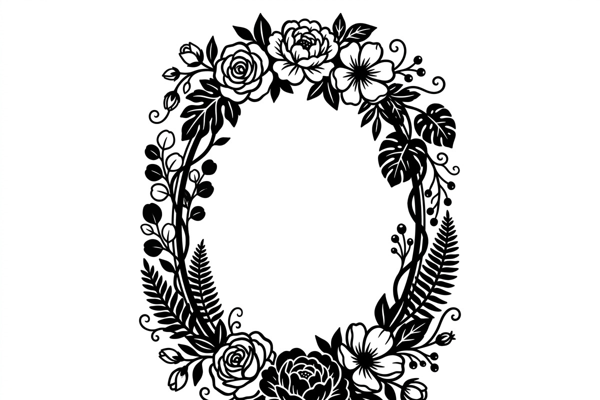 50 Elegant Floral Oval Mirror Frame, a Decorative Illustration by Amazin_art (Photo 3 of 40)