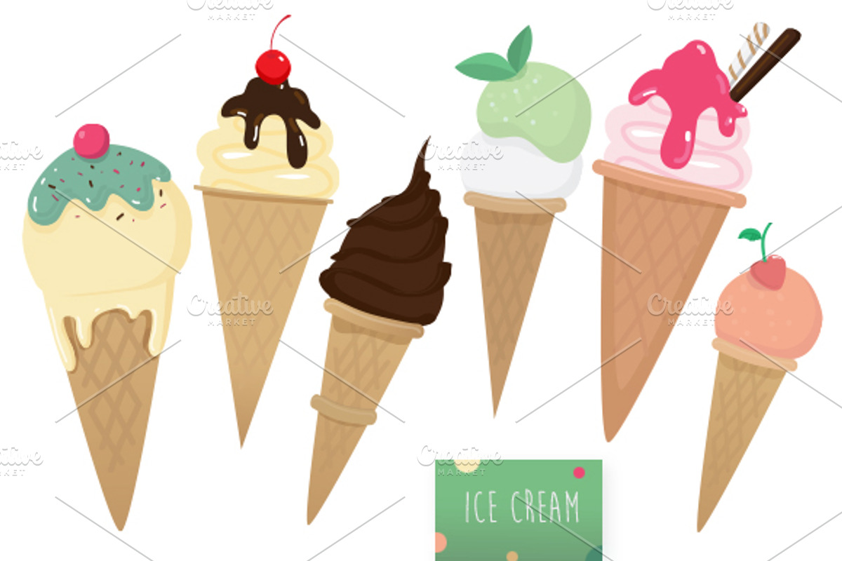 Yumm yumm vector ice cream set, a Food Illustration by Cheeba Ribba Designs (Photo 1 of 2)