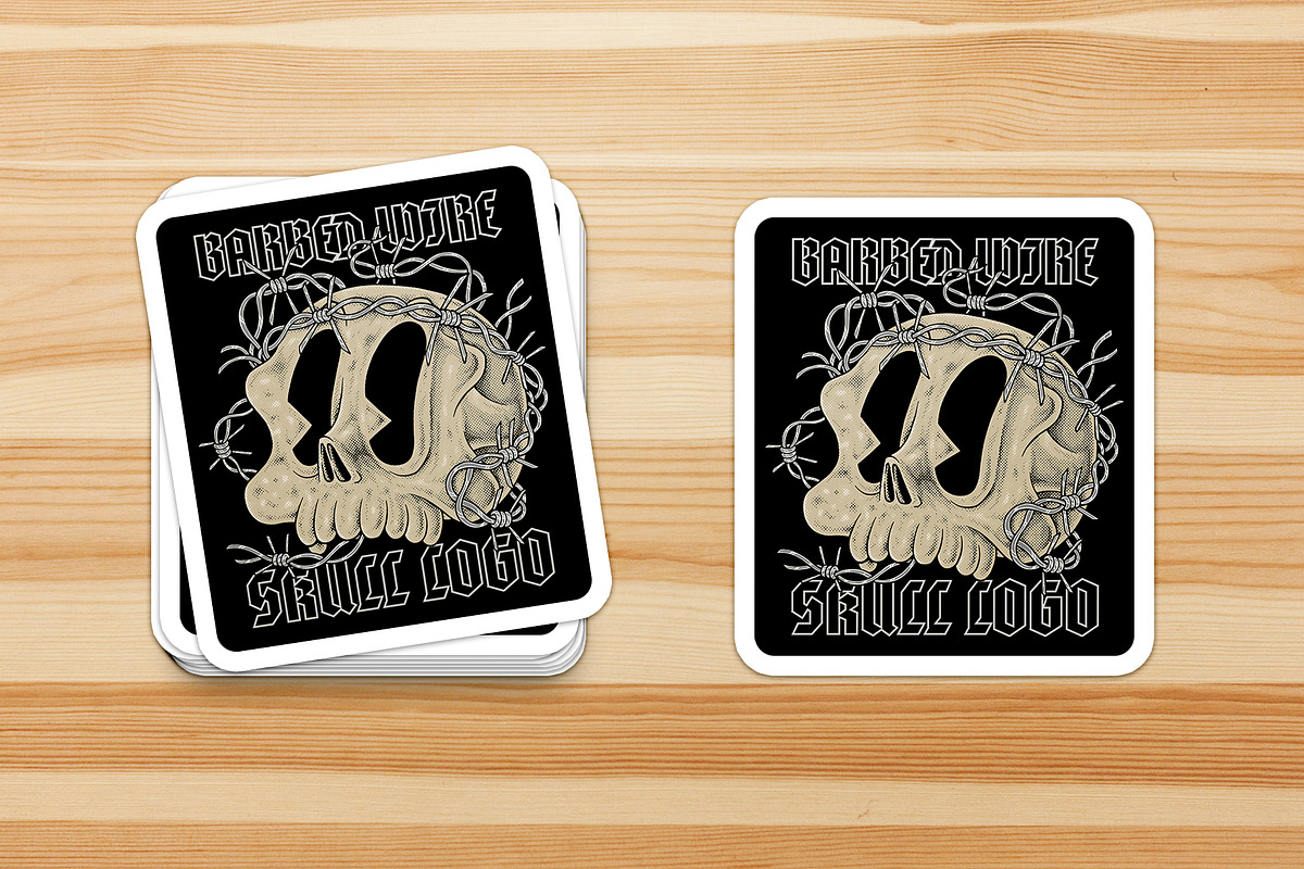 Skull Surrounded by Barbed Wire, a Branding & Logo Template by Judsart (Photo 3 of 3)