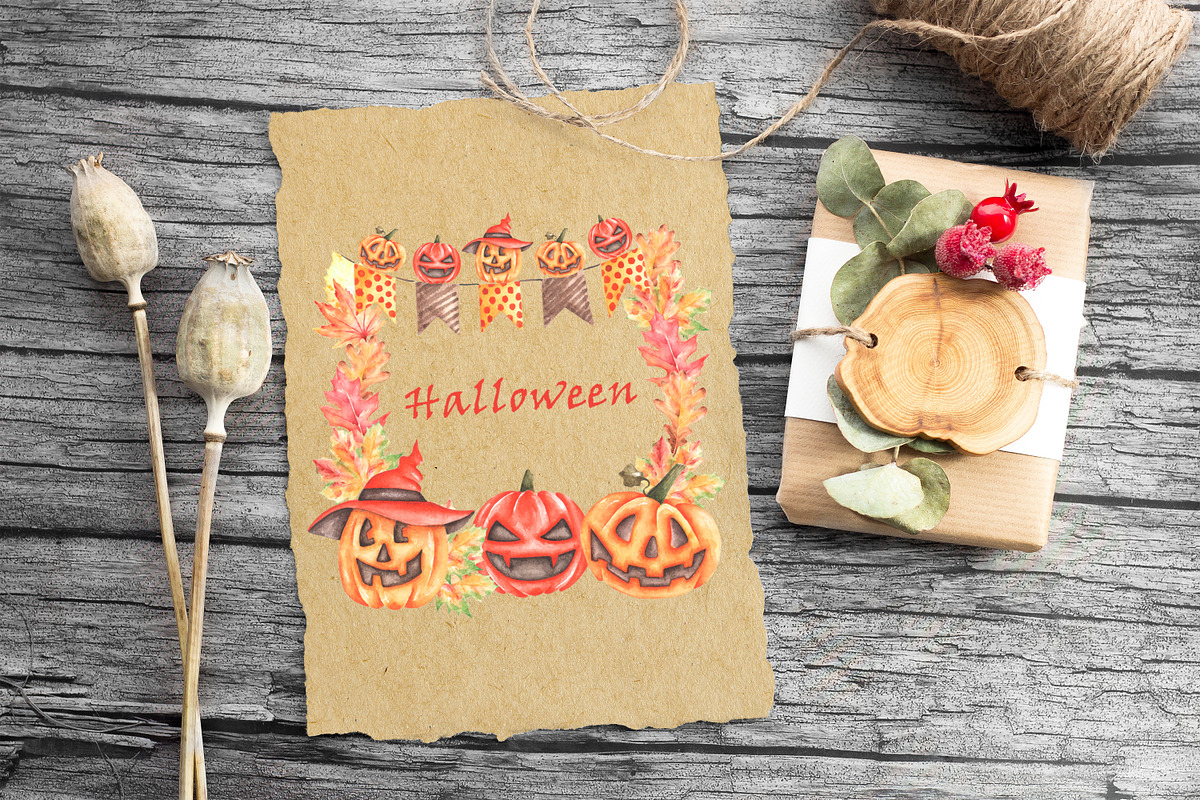Halloween watercolor set. Fall., a Seasonal Illustration by SabinaWatercolorArt (Photo 12 of 14)