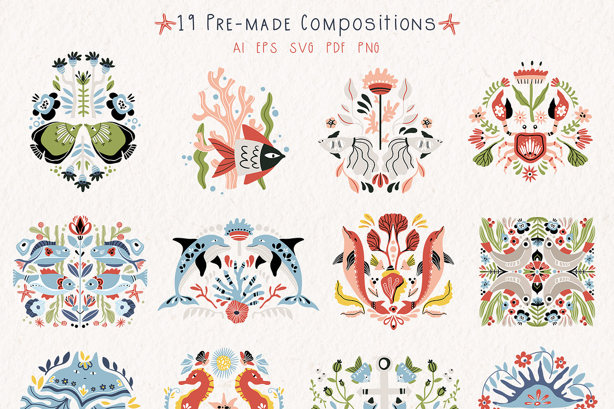 FOLK UNDERWATER - VECTOR KIT, a Decorative Illustration by My Space Garden (Photo 3 of 16)