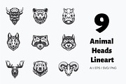 Animal wildlife head design lineart, an Object Graphic by Feelplus Creator (Thumbnail 1 of 2)