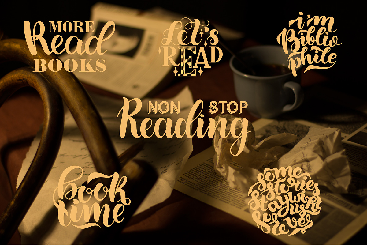 Cute collection of book lettering., an Illustration by AveNa (Photo 5 of 6)