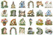 Garden Cottage Clip Art Watercolour, an Illustration by Sublimation Artist (Thumbnail 2 of 6)