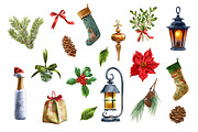 Christmas Clipart Bundle Set, an Illustration by IrynaPanashii (Thumbnail 4 of 11)