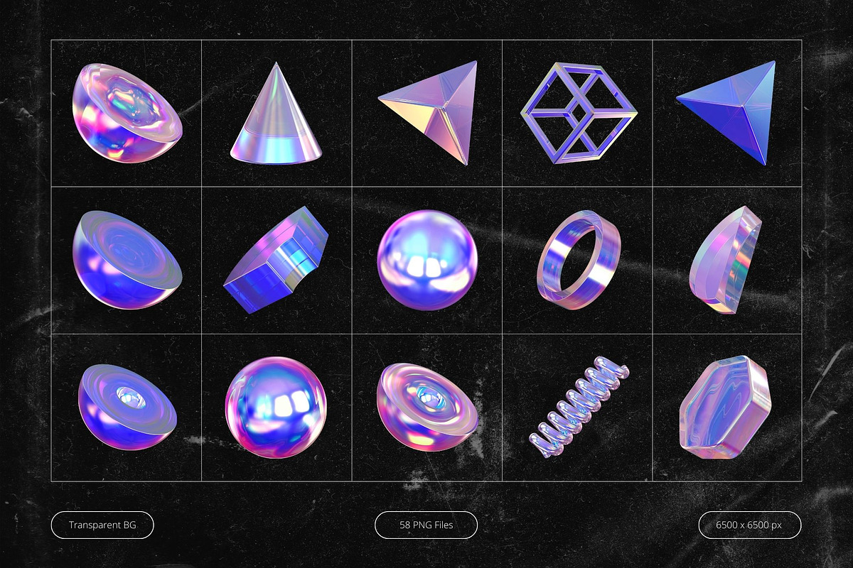 3D Holographic Geometric Shapes, an Object Graphic by Design Studio (Photo 7 of 7)