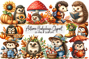 Autumn Hedgehogs Clipart, an Illustration by DreamArtGraphic (Thumbnail 1 of 4)