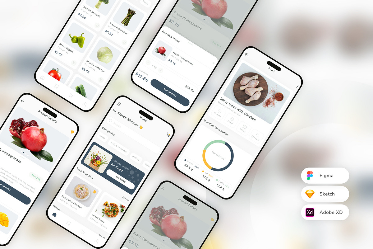 Grocery & Recipes Mobile App UI Kit, an UI Kit Template by uicube