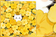 White Cat in Yellow Flower Field, an Animal Illustration by yahu88studio (Thumbnail 3 of 3)