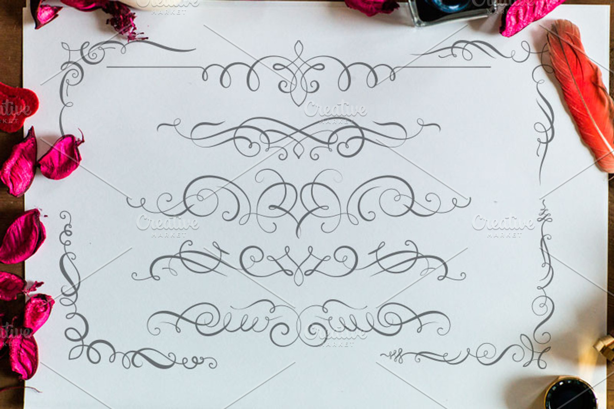 Set of **50** flourishes, a Decorative Illustration by ARSCOR (Photo 2 of 8)