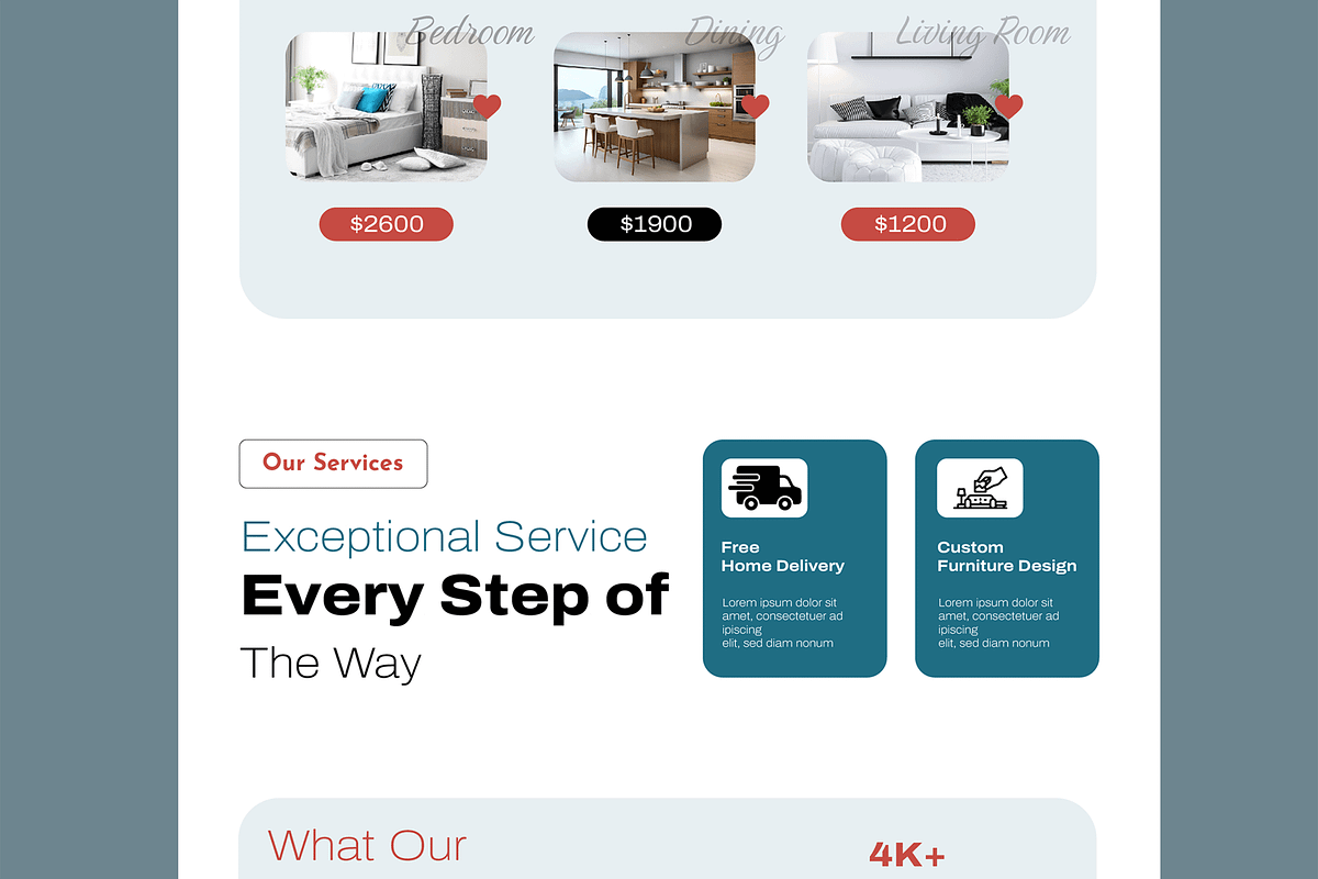 Modern Furniture Shop Landing Page, a Wireframe Template by MightyDesign (Photo 4 of 9)
