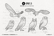 Owl Vector Line Art Set, an Illustration by MadliArt (Thumbnail 3 of 4)
