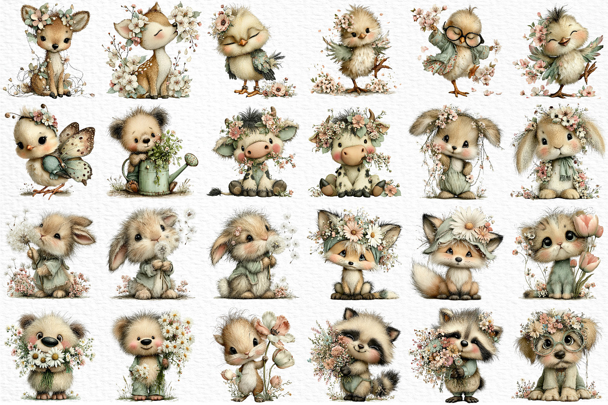 Funny Spring Animals Clipart, an Illustration by Craft Nest (Photo 6 of 12)
