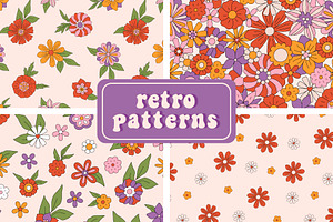 Retro Floral Patterns Collection, a Pattern Graphic by Viaireshop
