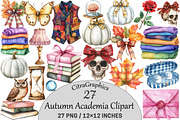 Watercolor Autumn Academia Clipart, a Seasonal Illustration by CitraGraphics (Thumbnail 1 of 6)