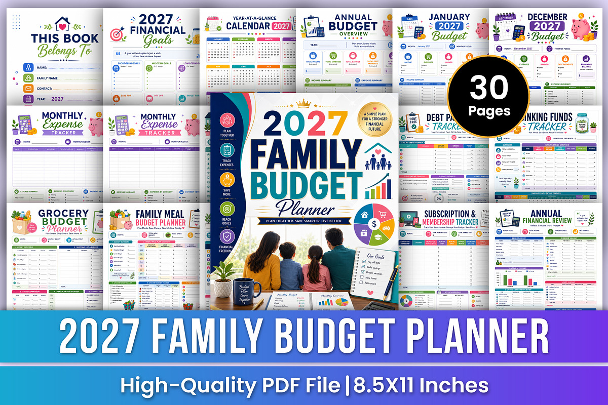 2027 Family Budget Planner | Family, a Stationery Template by Mustafiz (Photo 1 of 4)