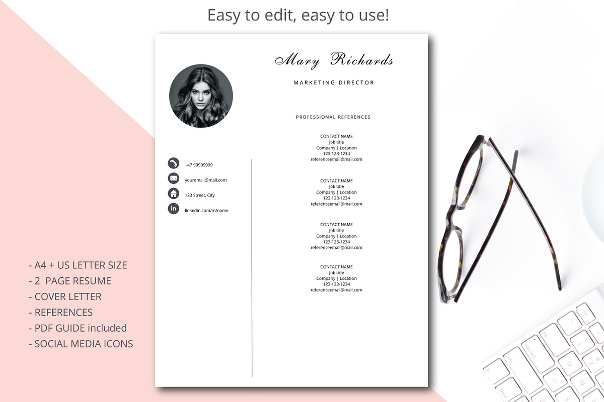 Resume template Simple style, a Resume Template by Annakristal (Photo 4 of 5)