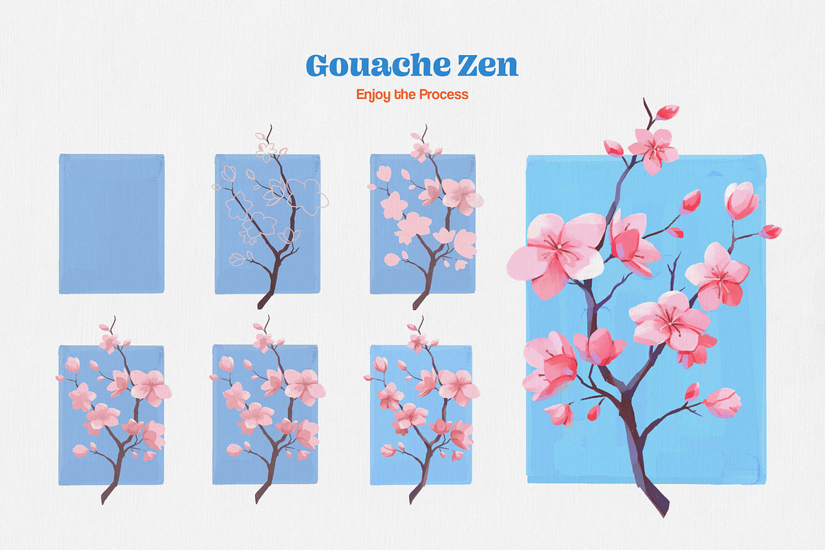 Gouache Zen Illustrator Brushes, a Brush Add-On by brushapes.com (Photo 4 of 10)