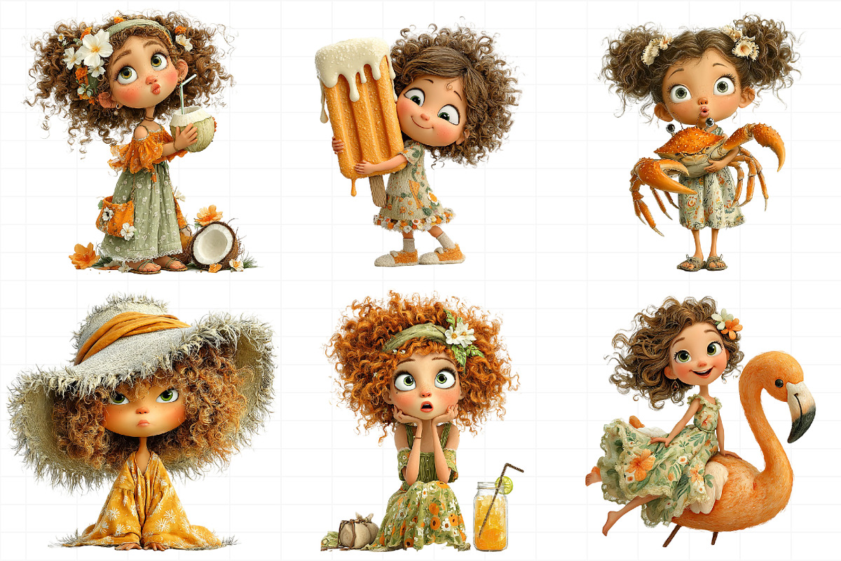 Summer Funny Girls Clipart, an Illustration by Daily.Designs (Photo 5 of 6)
