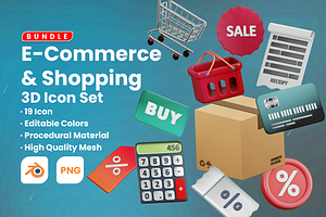 19 E-Commerce & Shopping 3D Icon Set