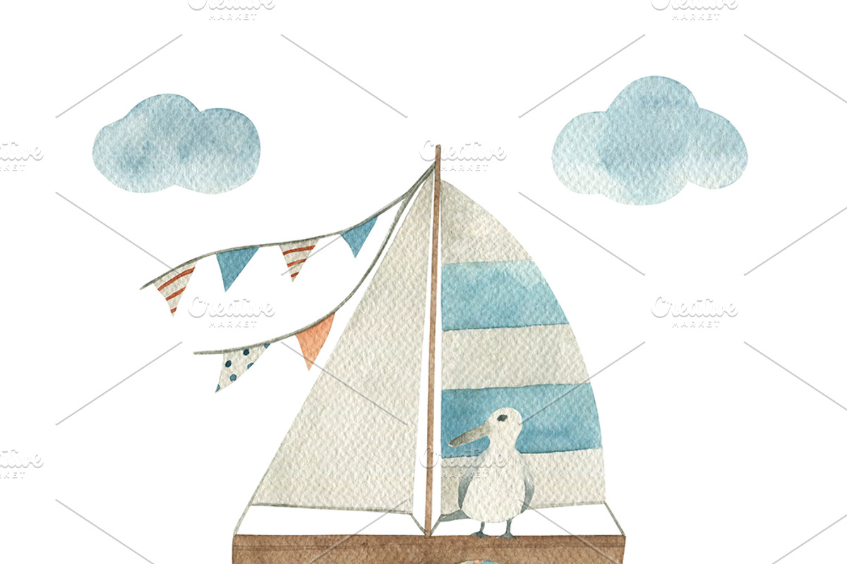 Watercolor Marine Collection, an Object Illustration by Natikka Art (Photo 4 of 7)