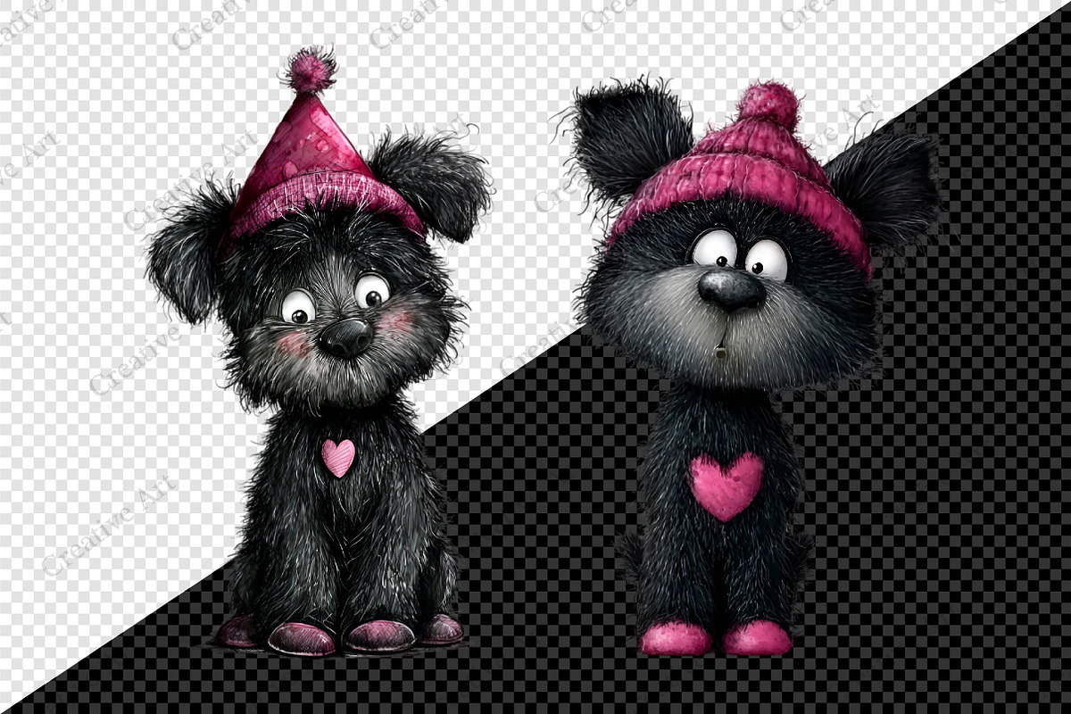 Whimsical Valentine Black Dog Bundle, an Illustration by Creative Art (Photo 7 of 9)