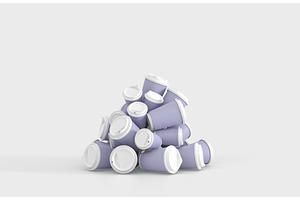 3D Heap Used Disposable Paper Or