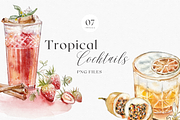 Tropical Cocktails - Watercolor Set, a Decorative Illustration by ThaismotaCreativeCo (Thumbnail 1 of 7)
