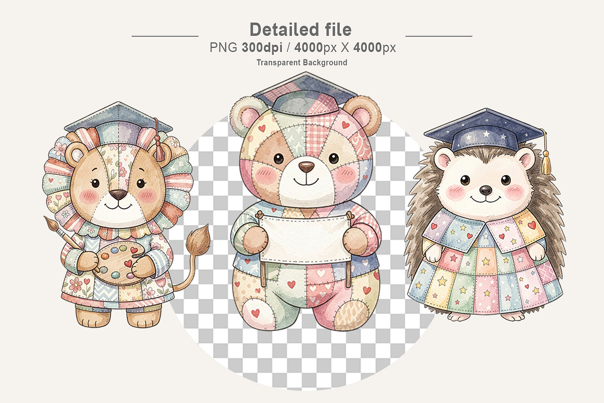 Graduation Patchwork Animals, an Illustration by Artnoy (Photo 3 of 8)