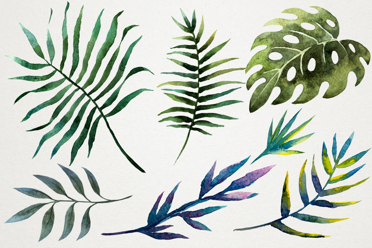 Tropical watercolor set+PNG! preview 4