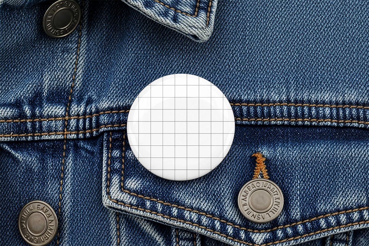 Pin Badge on Denim Mockup, a Merchandise Mockup by Nathatype (Photo 7 of 9)