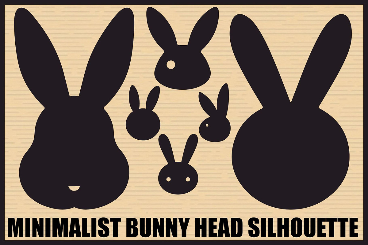 Cute Minimal Bunny Head Bundle, an Illustration by hafijul (Photo 1 of 7)